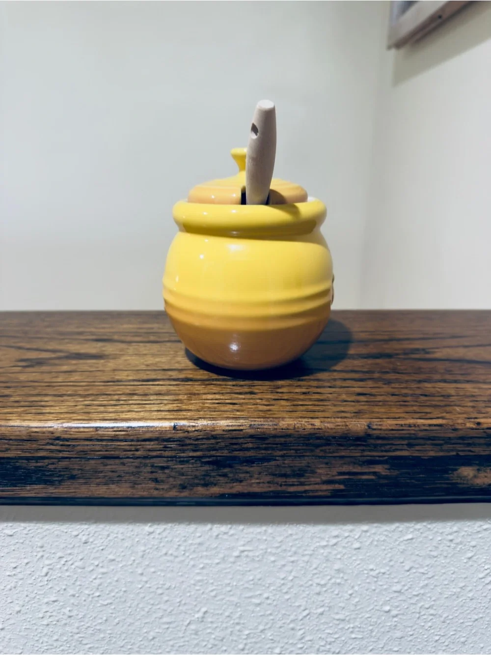 Le Creuset Yellow Ceramic Honey Pot with Spoon - Home Dining